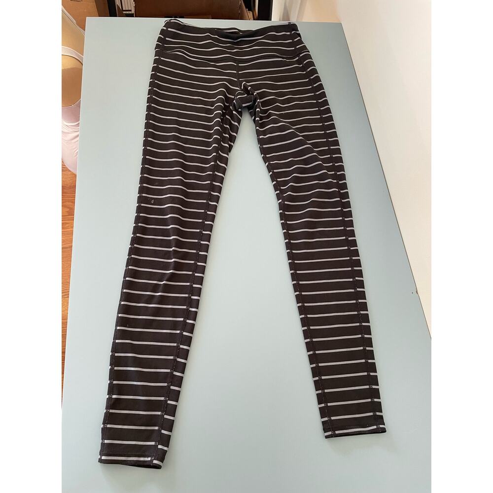 Athleta womens striped leggings black/blue size XS